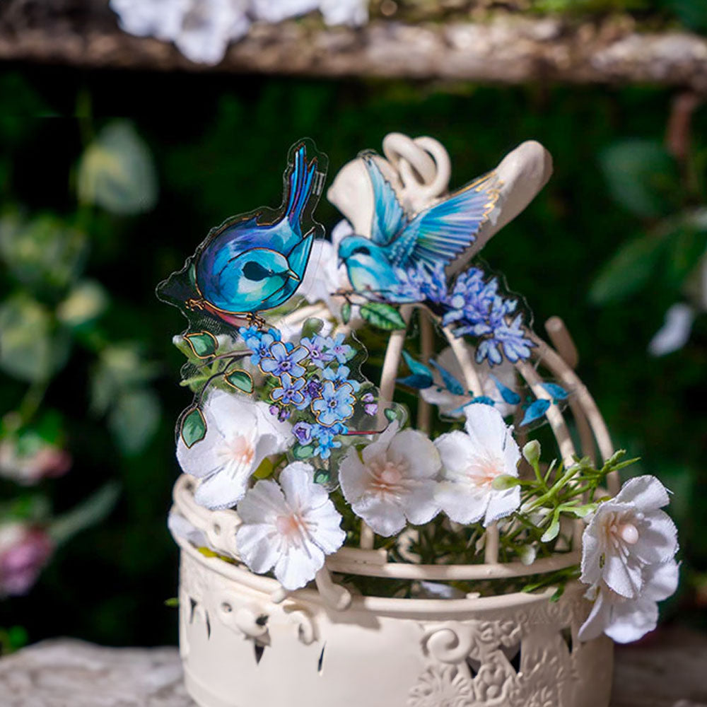 12 szt, Zestaw naklejek ze złoceniami do scrapbookingu Ptaki Niebieskie