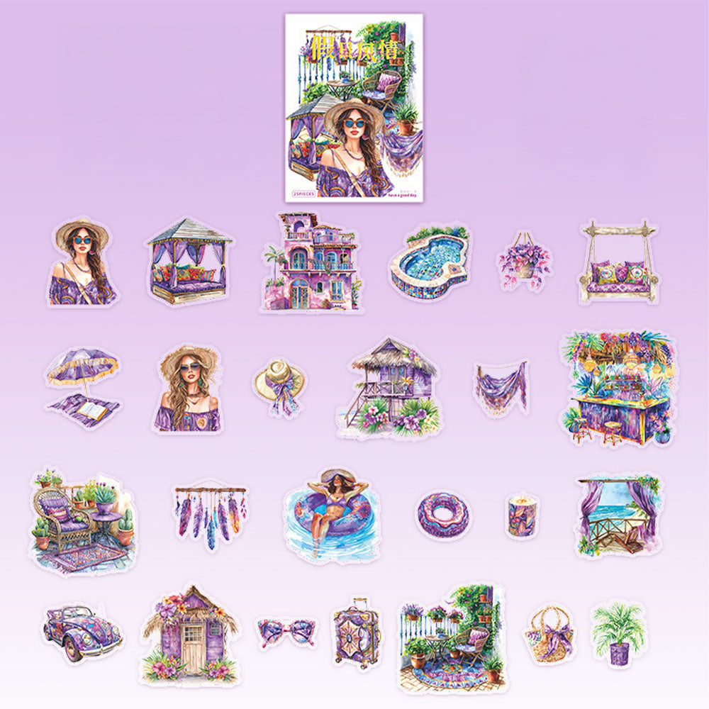 25 szt, Zestaw naklejek do scrapbookingu Wakacje w stylu boho