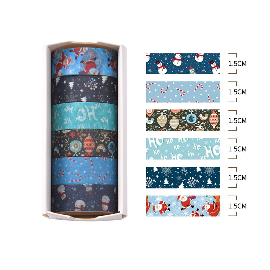 🔥 Taśma dekoracyjna Niebieskie Święta - Zestaw 6 taśm washi
