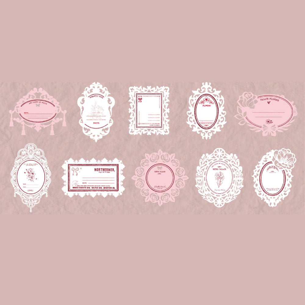 Papier ozdobny etykiety vintage biało-różowe