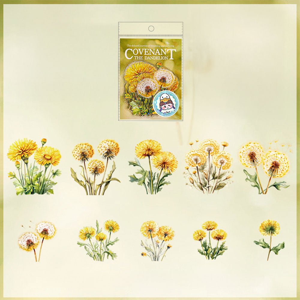 10 szt, Zestaw naklejek do scrapbookingu Dmuchawce Żółte