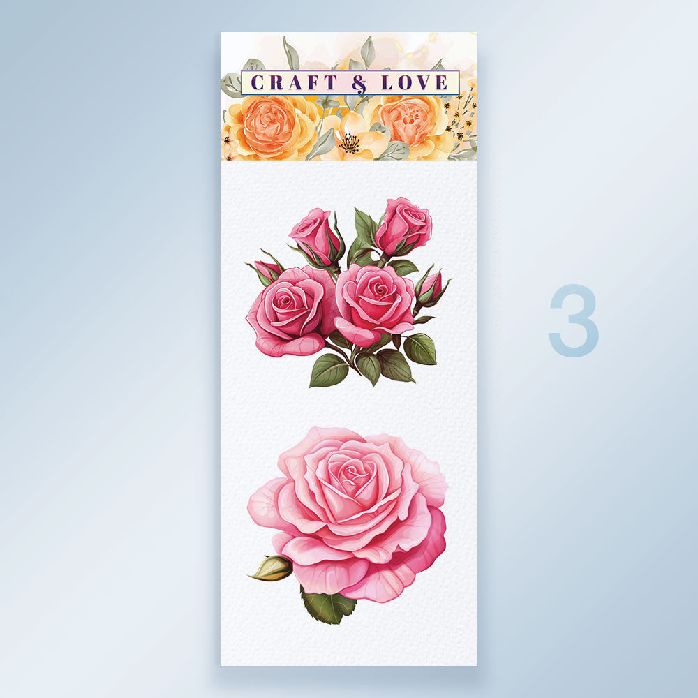 Naklejki papierowe Róże w rozkwicie - Zestaw naklejek do bullet journala, 6 szt
