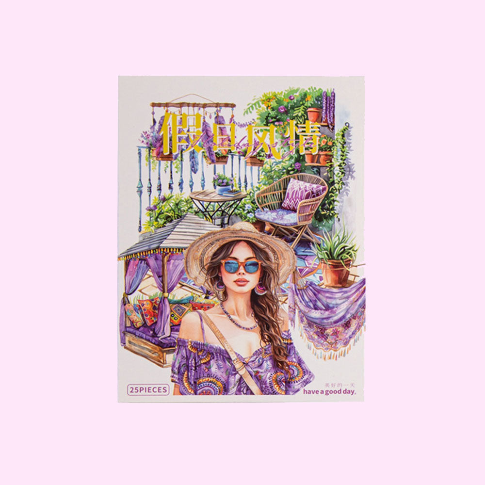 25 szt, Zestaw naklejek do scrapbookingu Wakacje w stylu boho