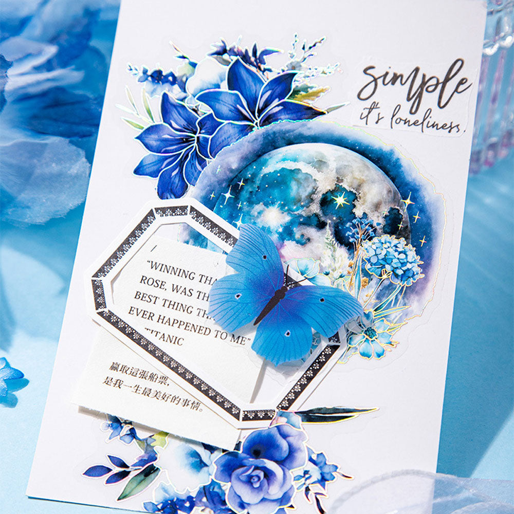 20 szt, Zestaw naklejek do scrapbookingu Błękitna Lilia Niebieskie