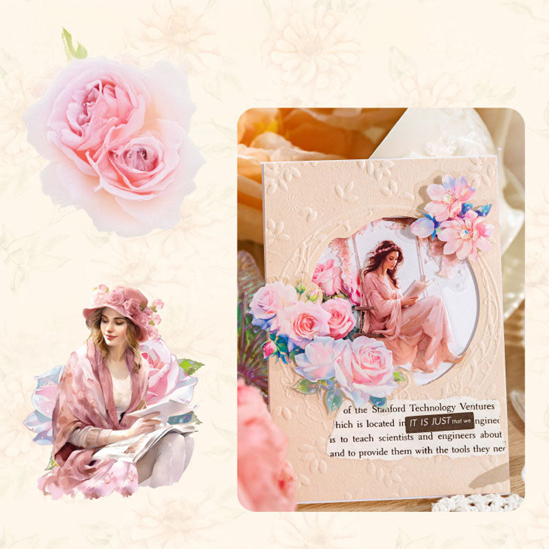 40 szt, Zestaw naklejek do scrapbookingu Różowa dama