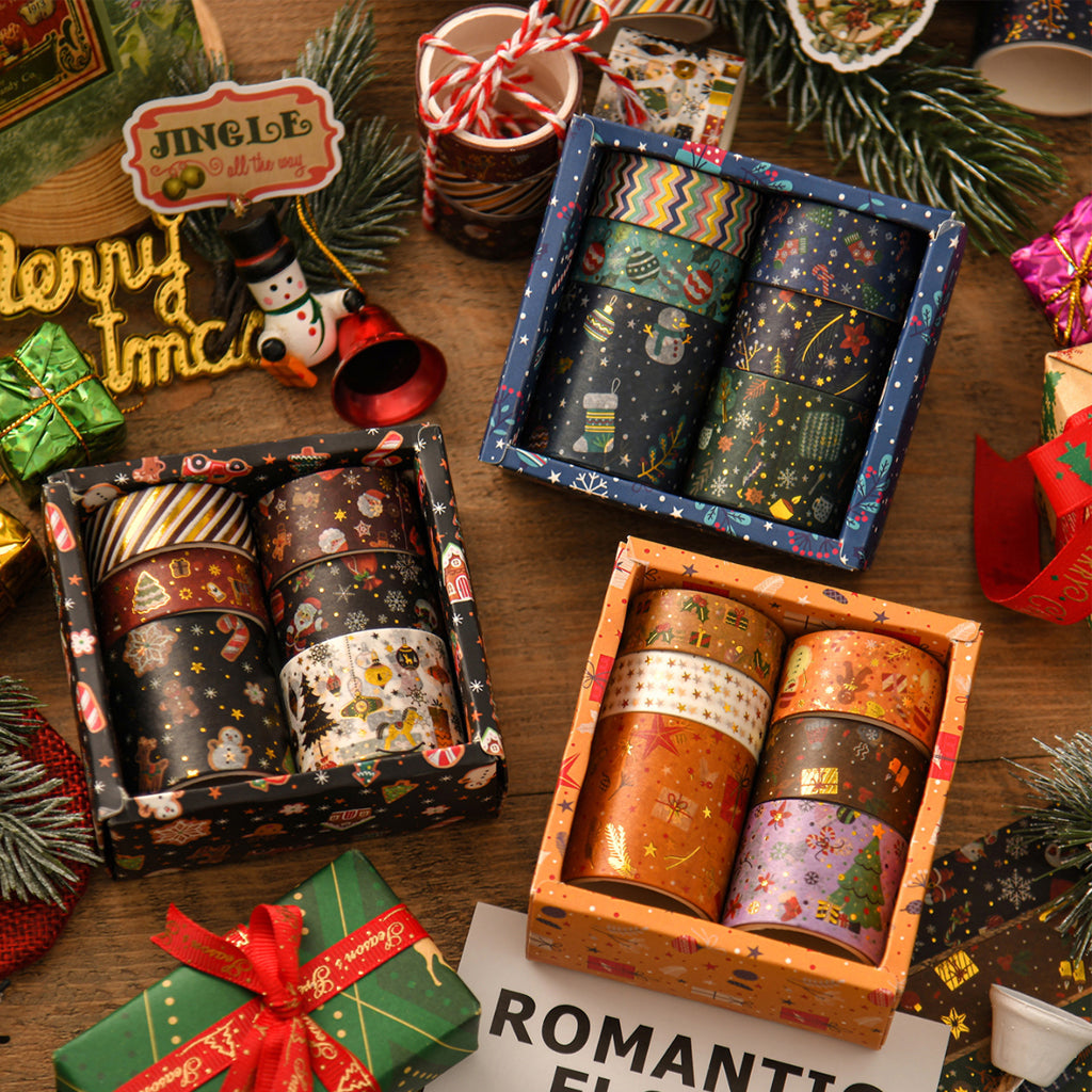 🔥 Taśma dekoracyjna Świąteczne dekoracje - Zestaw 6 taśm washi