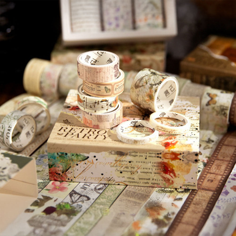 Zestaw 20 taśm washi – Taśma Washi Vintage papierowa dekoracyjna Retro motyle