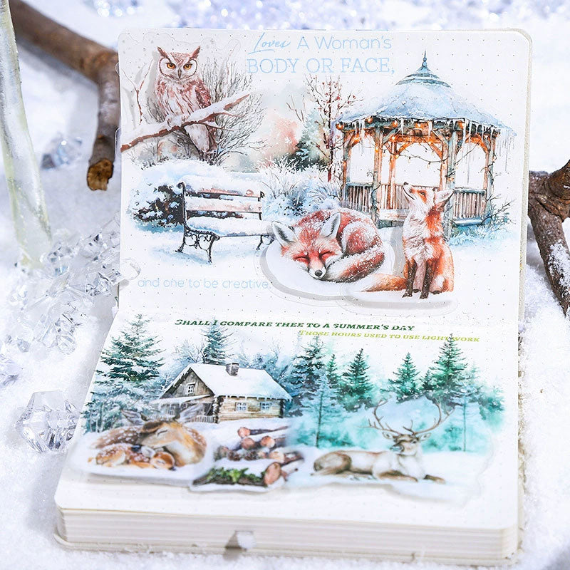 25 szt, Naklejki zimowe Wilki i śnieżny krajobraz