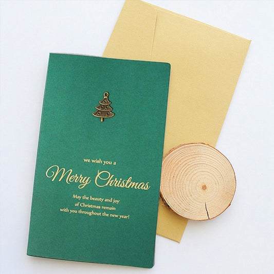 Pocztówka świąteczna z metalową choinką