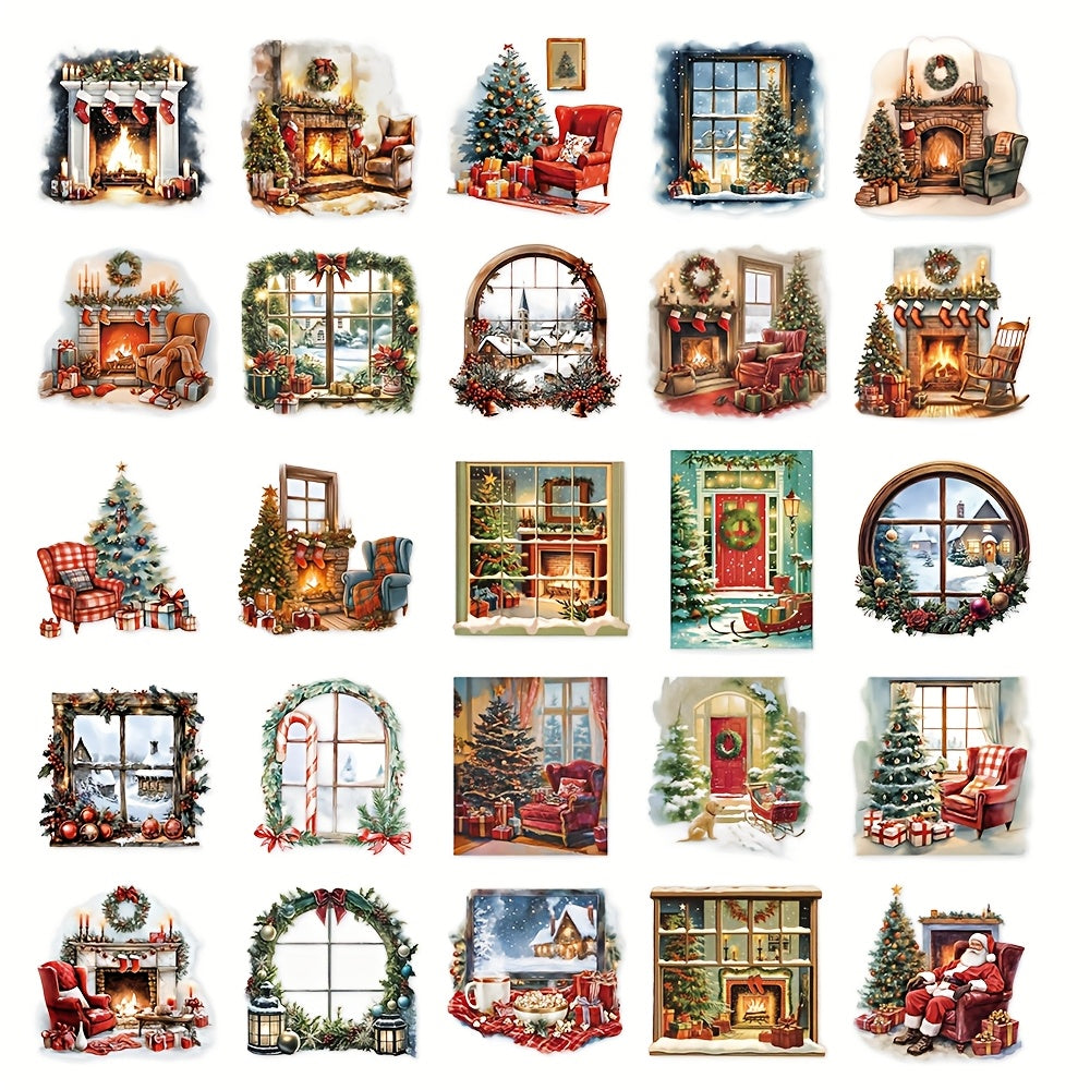 50 szt, Zestaw naklejek do scrapbookingu Świąteczne wnętrza