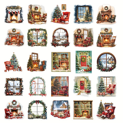 50 szt, Zestaw naklejek do scrapbookingu Świąteczne wnętrza