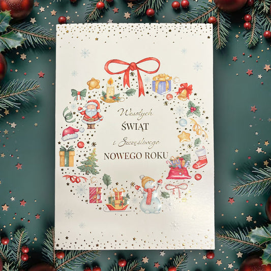 Pocztówka świąteczna ze złoceniem – Wieniec