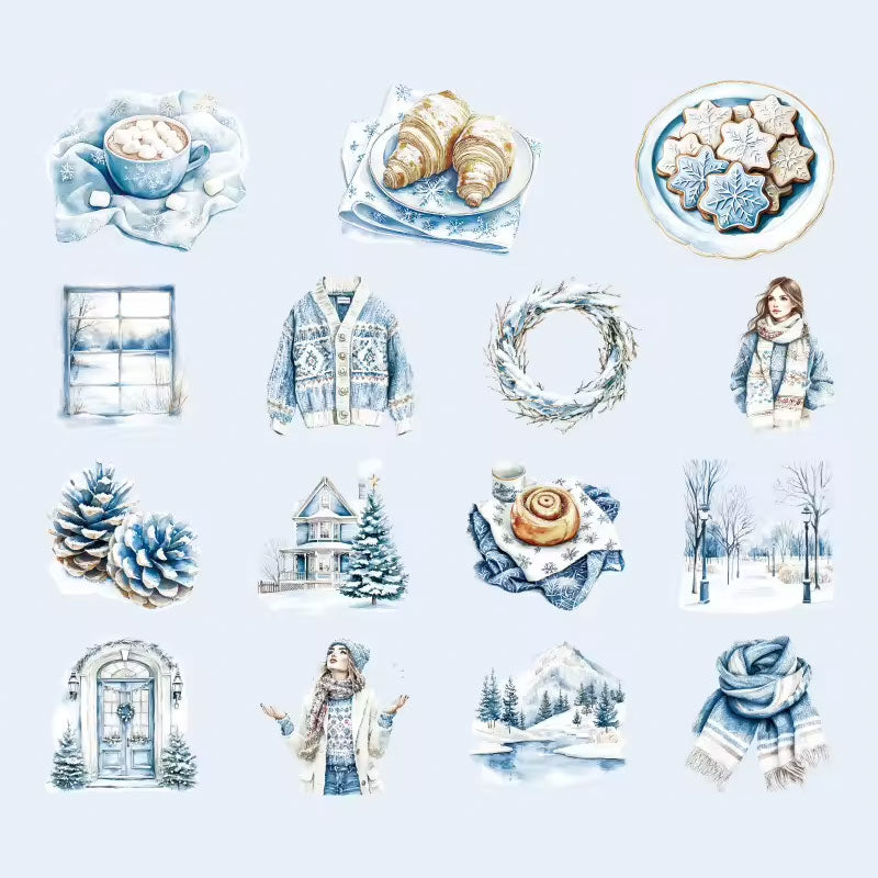30 szt, Naklejki zimowe Błękitny sezon