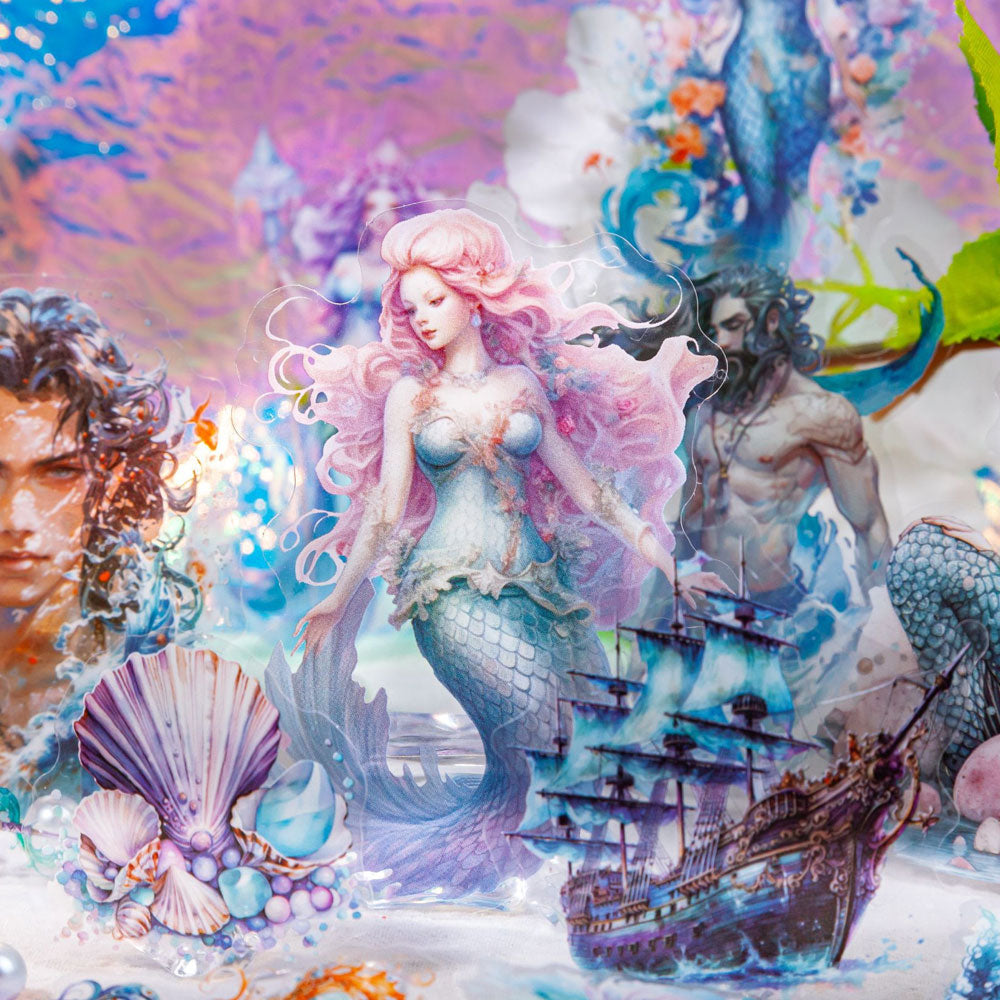 20 szt, Zestaw naklejek do scrapbookingu Baśniowa Syrena różowa