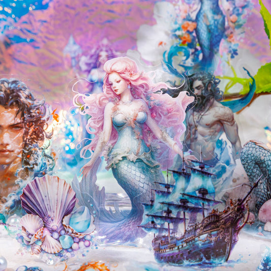 20 szt, Zestaw naklejek do scrapbookingu Baśniowa Syrena różowa