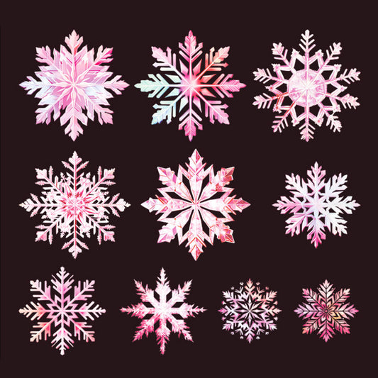 10 szt, Naklejki płatki śniegu Różowa poświata