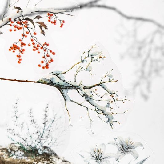 🔥 Naklejki dekoracyjne w rolce Czerwone gałązki zimą