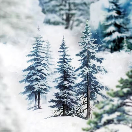 🔥 30 szt, Naklejki zimowe Ośnieżone drzewa