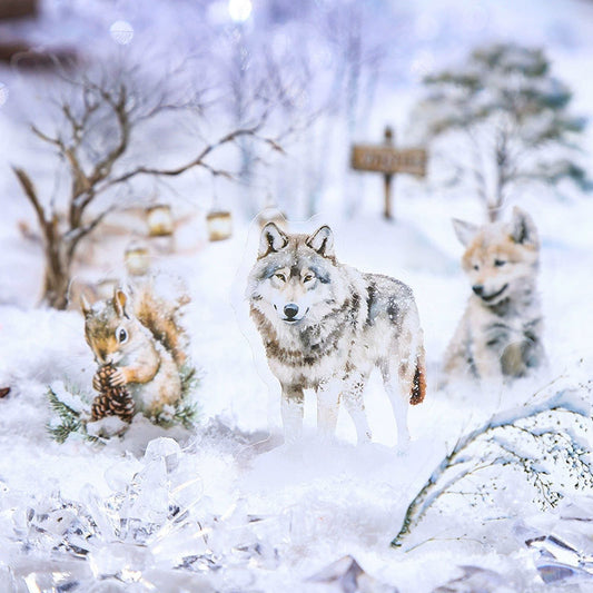 25 szt, Naklejki zimowe Wilki i śnieżny krajobraz