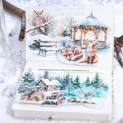 25 szt, Naklejki zimowe Wilki i śnieżny krajobraz