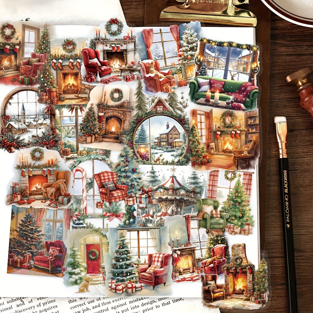 50 szt, Zestaw naklejek do scrapbookingu Świąteczne wnętrza