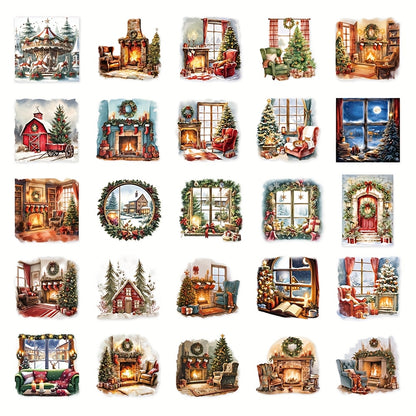 50 szt, Zestaw naklejek do scrapbookingu Świąteczne wnętrza