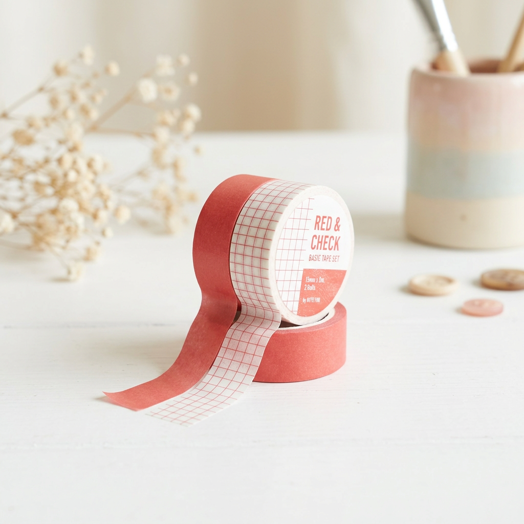 Zestaw 2 taśm washi — Taśma Washi dekoracyjna papierowa Red & Check