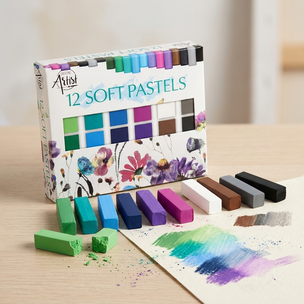 Pastele suche miękkie Creative Artist — zestaw 12 kolorów, chłodna gama