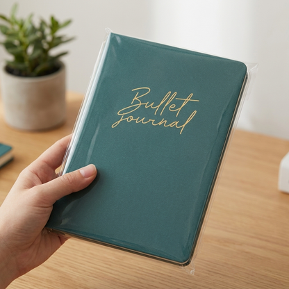 Notes Bullet Journal w twardej oprawie – zielony ze złotym napisem