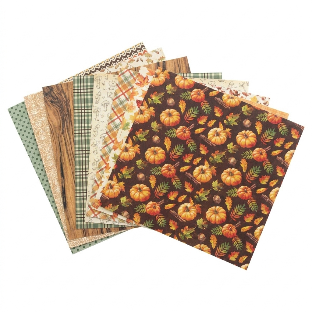 🍂 Zestaw papieru do scrapbookingu Harvest Season, 12 wzorów, 15 × 15 cm