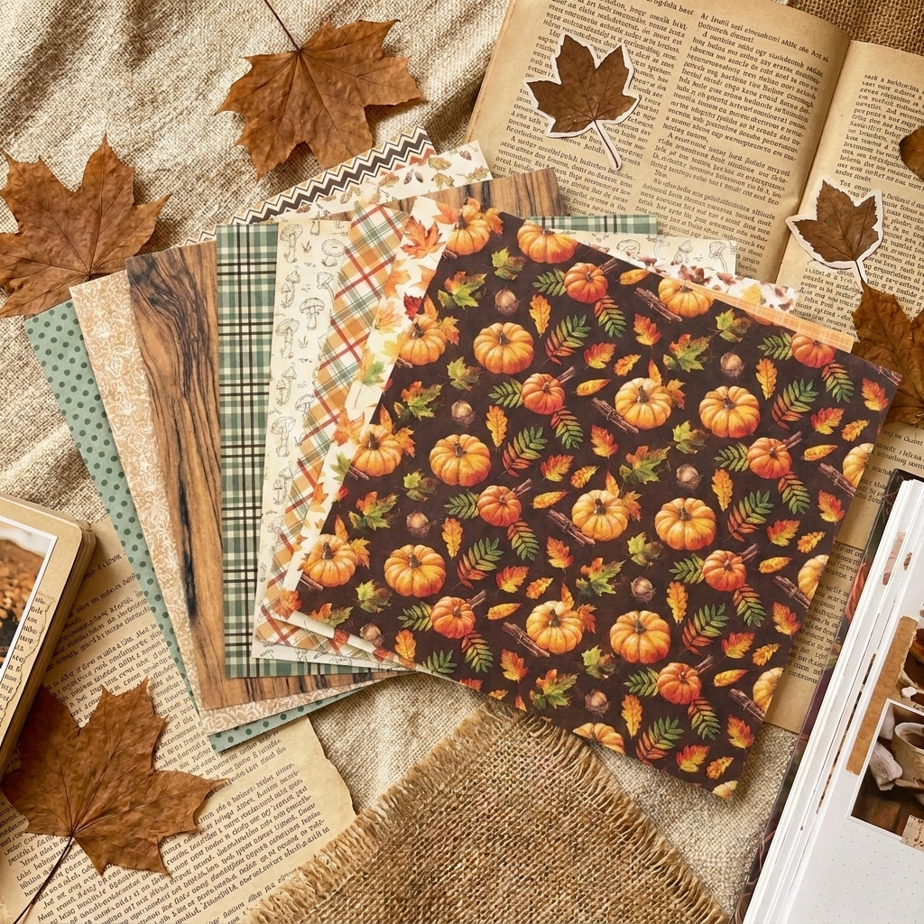 🍂 Zestaw papieru do scrapbookingu Harvest Season, 12 wzorów, 15 × 15 cm